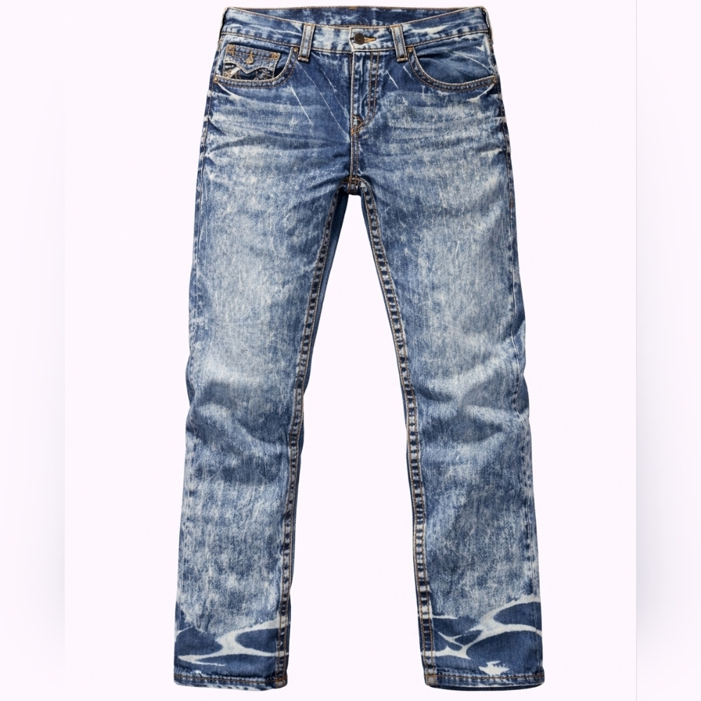 True Religion Geno relaxed slim-fit jeans in an acid wash finish